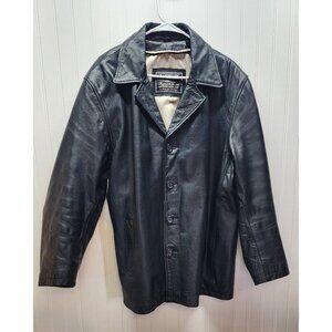 Vintage Oakwood Leather Black Button-Up Jacket Size L-XL